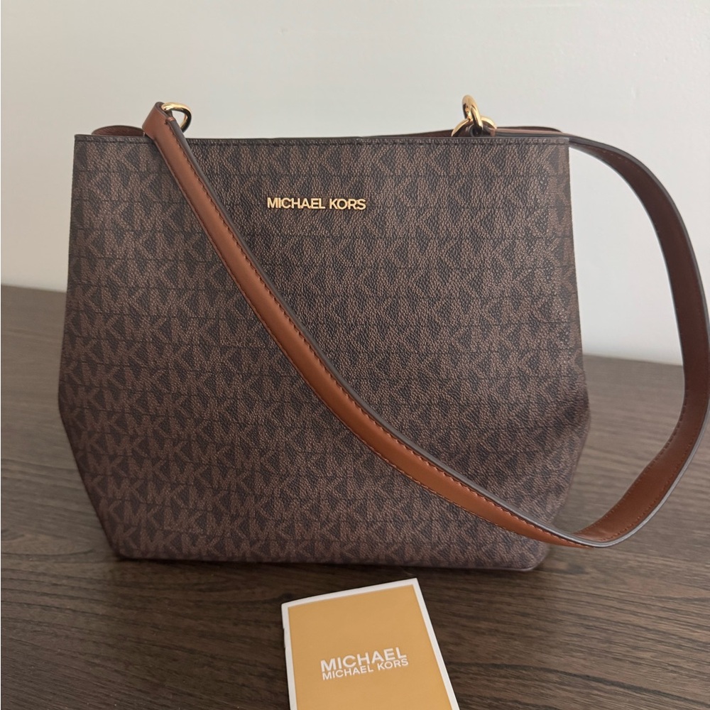 Michael Kors Pratt medium brown signature logo shoulder bag - Picture 8 of 12
